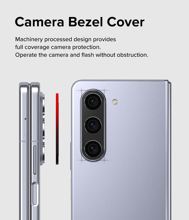 Ringke Camera Styling Compatible with Samsung Galaxy Z Fold 5 (2023) Camera Lens Protector, Aluminium Frame Tough Protective Adhesive Sticker Cover - Black - SW1hZ2U6MTU5NjI1MA==