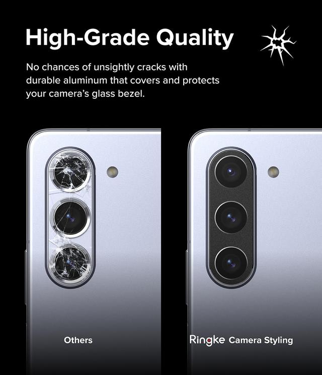 Ringke Camera Styling Compatible with Samsung Galaxy Z Fold 5 (2023) Camera Lens Protector, Aluminium Frame Tough Protective Adhesive Sticker Cover - Black - SW1hZ2U6MTU5NjI1Mg==