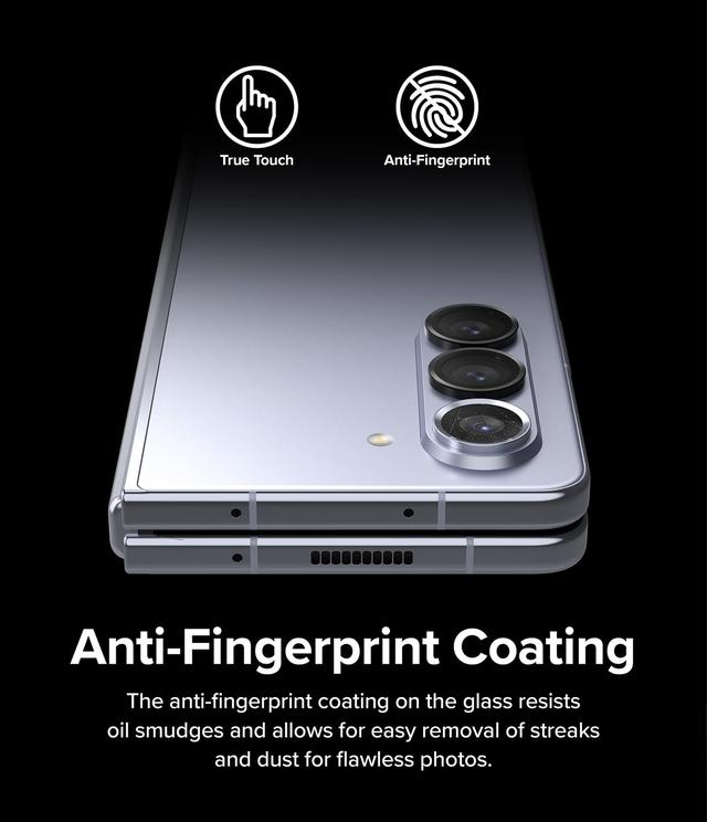 Ringke Camera Lens Frame Glass Protector Compatible with Samsung Galaxy Z Fold 5 (2023), Anti-Fingerprint Camera Lens Tempered Glass Covers and Aluminum Alloy Frames Adhesive Coating - Black - 325986