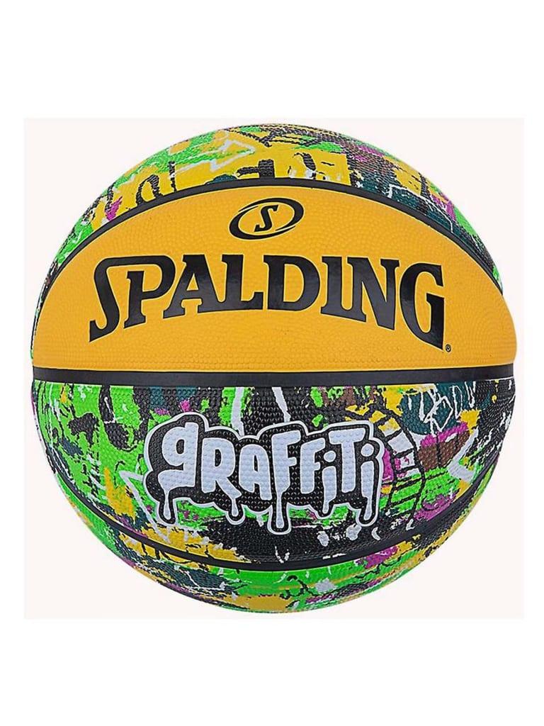 كرة سلة قياس 7 مع غطاء مقاوم للتآكل سبالدينج أخضر وأصفر   Spalding Graffiti Basketball Size 7