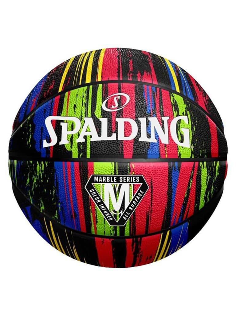 كرة سلة قياس 7 سبالدينج أسود مع رسومات  Spalding Marble Series Rubber Basket Ball