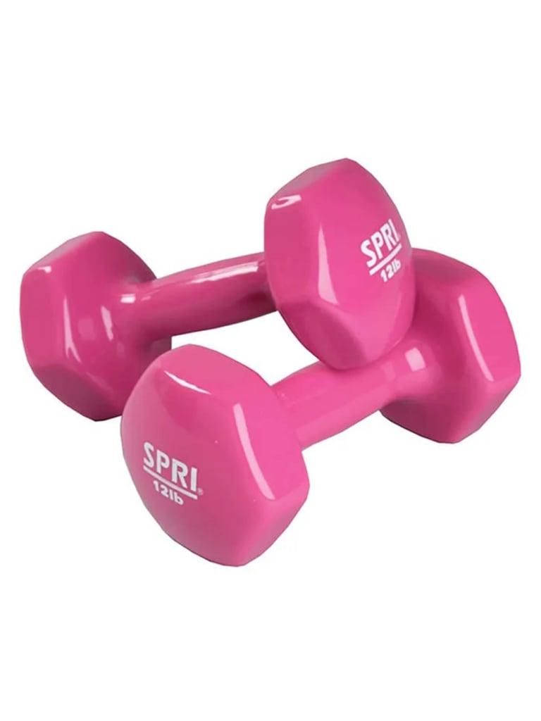 طقم دنابل 12 رطل عدد 2 لون زهري من سبري SPRI Vinyl Dumbbells Pair