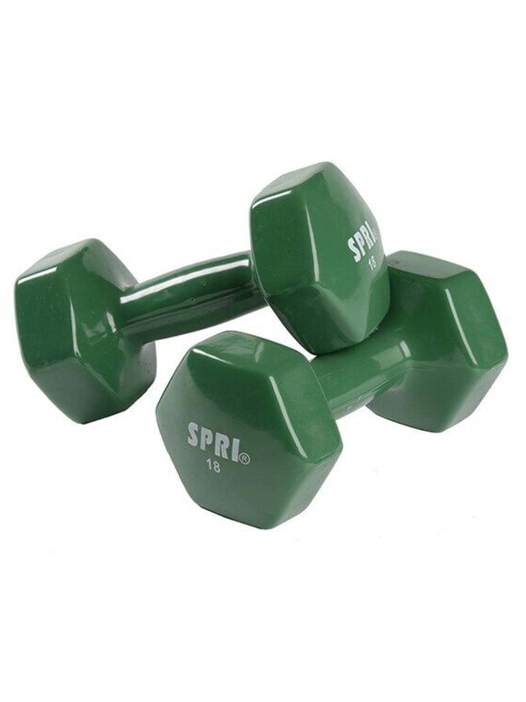 طقم دنابل 18 رطل عدد 2 لون أخضر غامق من سبري SPRI Vinyl Dumbbells Pair