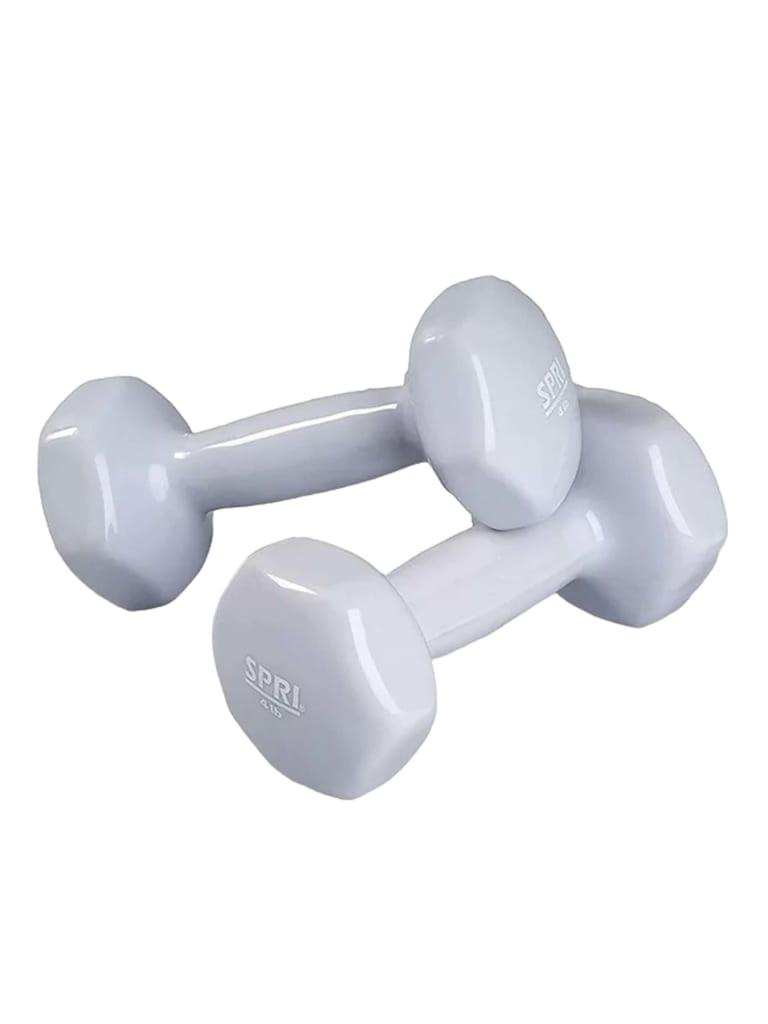 طقم دنابل 4 رطل عدد 2 لون أبيض من سبري SPRI Vinyl Dumbbells Pair