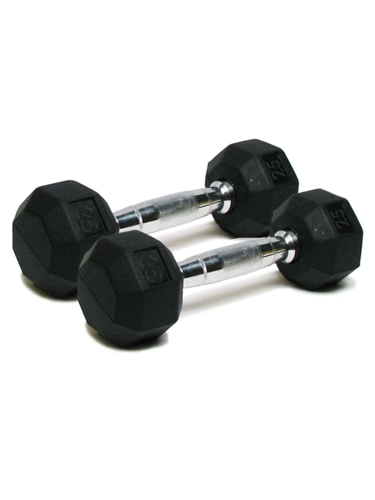 SPRI Deluxe Rubber Dumbbells Weight 25 LB