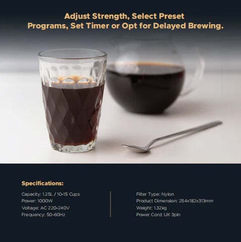 الة قهوة مقطرة ليبريسو 1.5 لتر 900 واط LePresso Drip Coffee Maker with Smart Functions