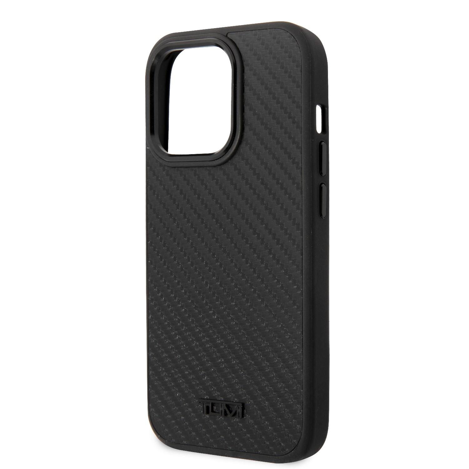 كفر آيفون 14 برو أسود تومي Tumi Aluminum Carbon Pattern Hard Case