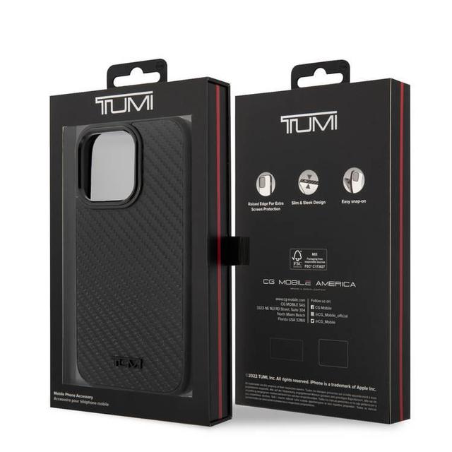 كفر ايفون 14 برو ماكس من الألمنيوم بولي كربونات اسود من توميTumi Aluminum Carbon Pattern Hard Case for iPhone 14 Pro Max - SW1hZ2U6MTYxMTYxOA==