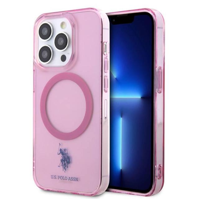 كفر آيفون 14 برو ماكس مع ماج سيف بولو U.S.Polo Assn. Magsafe DH Hard Case for iPhone 14 Pro Max (6.7") - Pink - SW1hZ2U6MTYxMDgyMw==