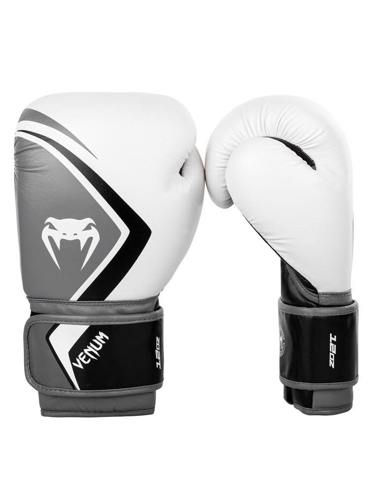 قفازات الملاكمة 10 أونصة أسود ورمادي وأبيض فينوم Venum Contender 2.0 Boxing Glove