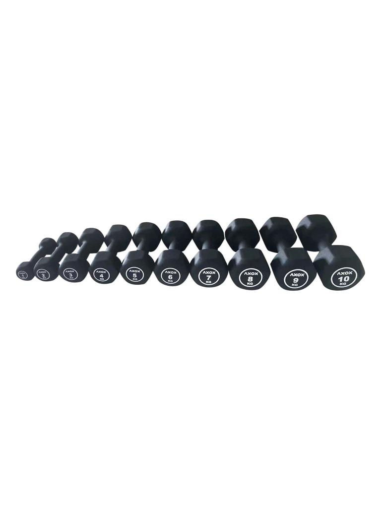 طقم دنابل بأوزان 1 حتى 10 كجم لون أسود من اكسوكس فيتنس Axox Fitness Neoprene Dumbbell