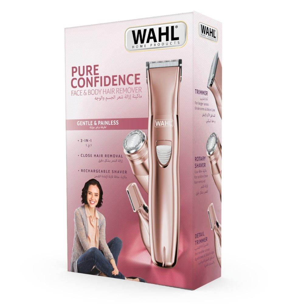 ماكينة حلاقة نسائية لشعر الوجه والجسم لاسلكية 3 رؤوس زهري وال WAHL PURE CONFIDENCE 4 in 1 CORDLESS FACE & BODY HAIR REMOVER