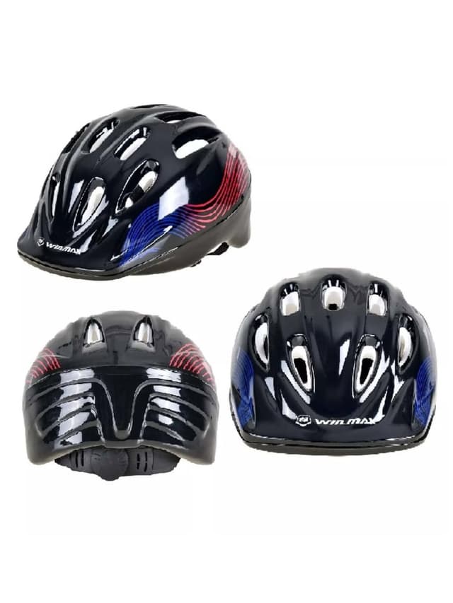 حذاء تزلج للاطفال مع خوذة أمان وواقي حماية قياس سمول أحمر وين ماكس Winmax Kinetik Kids Inline Skate Combo Set Skate Helmet and Protector Color Red Size S - 313702