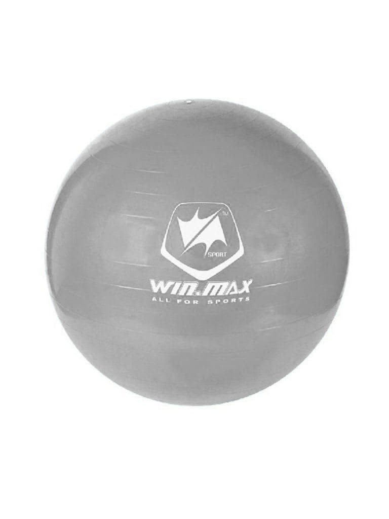 كرة التمارين بلاستيك مضادة للانفجار 75 سم فضية مع منفخ يدوي وين ماكس Winmax Gym Ball Color Silver