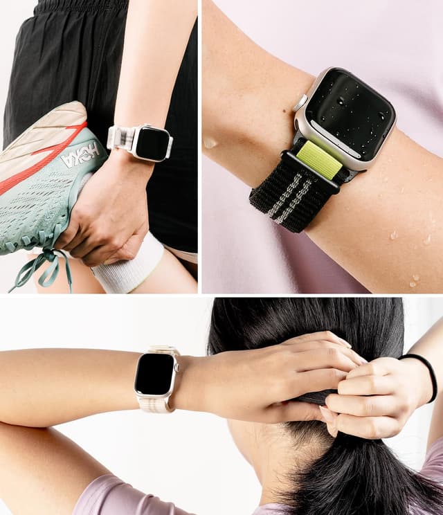 Ringke Sports Air Loop Compatible with Apple Watch Band 38mm 40mm 41mm|Designed for Apple Watch SE Band, Series 8, Series 7 |Soft Nylon Breathable Replacement Sport Strap for Men & Women - Cream