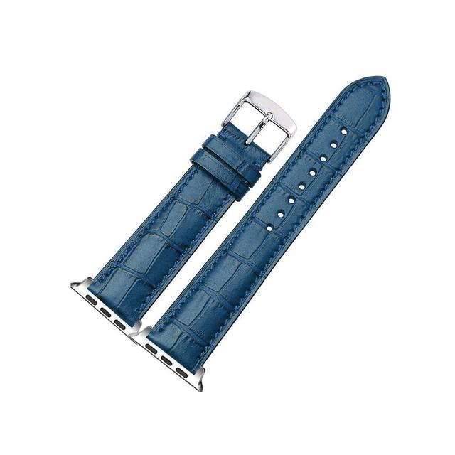 O Ozone Leather Straps for Apple Watch Band 42mm 44mm 45mm 49mm, Premium Leather Business Wristband Strap For Apple Watch Series SE 8 7 6 5 4 3 2 1 Ultra, Men Women-Blue - SW1hZ2U6MTU5NjMzNA==