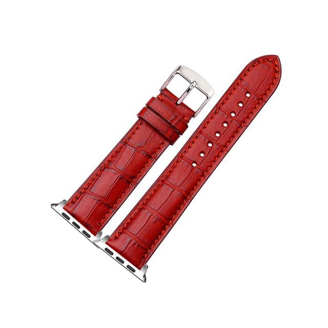 O Ozone Leather Straps for Apple Watch Band 42mm 44mm 45mm 49mm, Premium Leather Business Wristband Strap For Apple Watch Series SE 8 7 6 5 4 3 2 1 Ultra, Men Women-Red - SW1hZ2U6MTU5NjMzMQ==