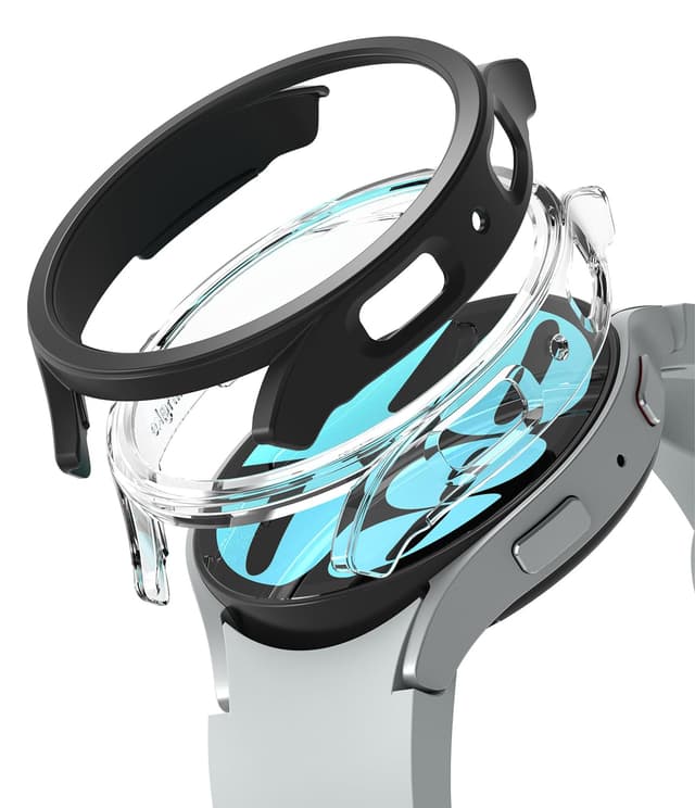 Ringke Slim Case [2 Pack] Compatible with Samsung Galaxy Watch 6 40mm, Watch 6 Bezel [Frame Only] Premium Lightweight PC Hard Thin Cover  - Clear + Matte Black