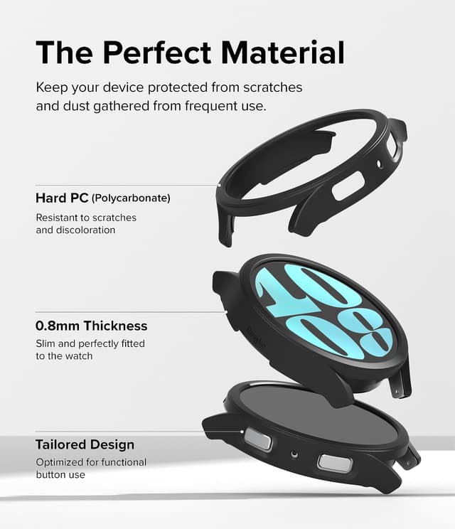 Ringke Slim Case [2 Pack] Compatible with Samsung Galaxy Watch 6 40mm, Watch 6 Bezel [Frame Only] Premium Lightweight PC Hard Thin Cover  - Clear + Matte Black