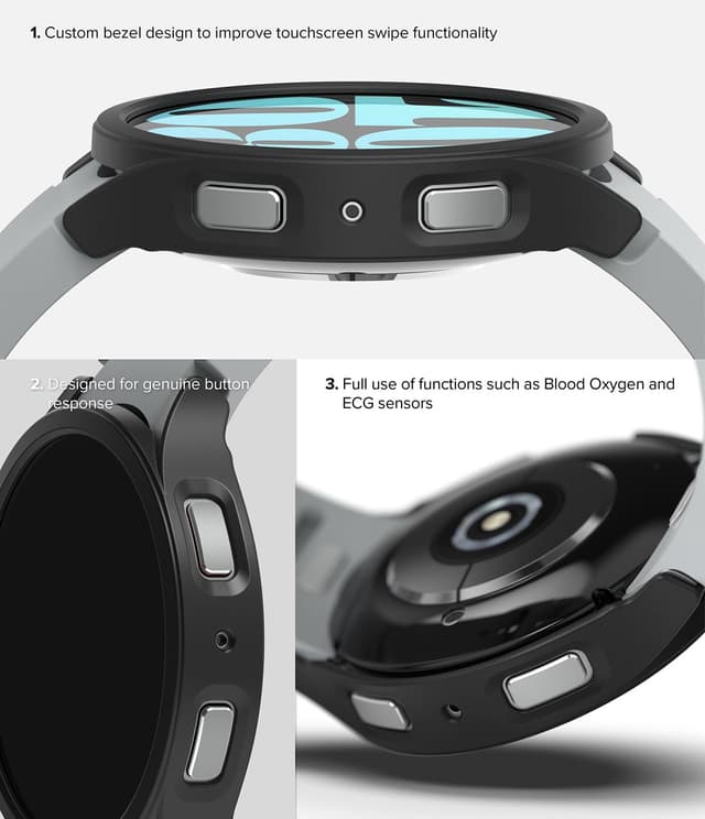 Ringke Slim Case [2 Pack] Compatible with Samsung Galaxy Watch 6 40mm, Watch 6 Bezel [Frame Only] Premium Lightweight PC Hard Thin Cover  - Clear + Matte Black