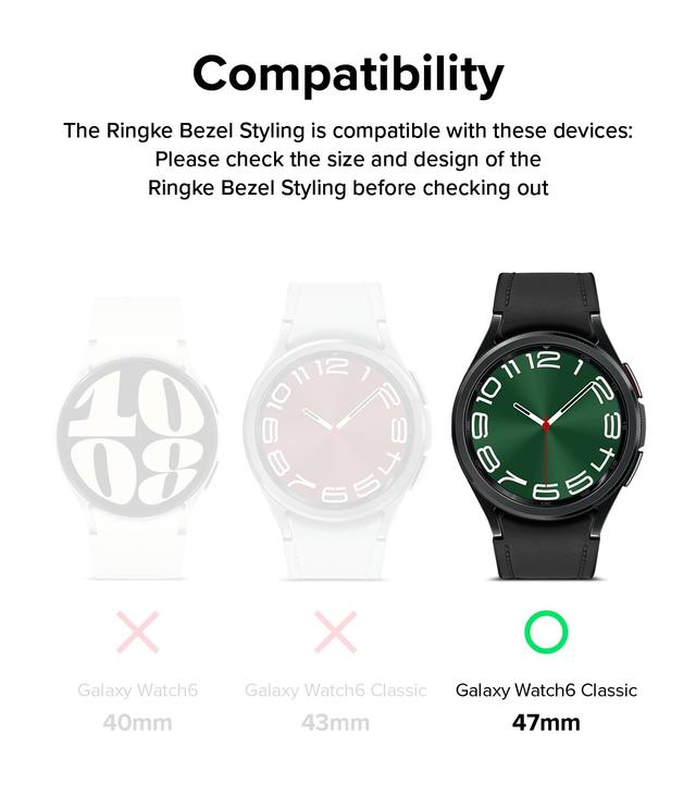 Ringke Bezel Styling Compatible with Samsung Galaxy Watch 6 Classic 47mm [Stainless Steel] Bezel Frame Ring Adhesive Cover Anti Scratch Protection Accessory - 47-04 (ST) Silver - - SW1hZ2U6MTU5NjIwOQ==