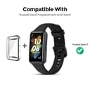 سير ساعة هواوي باند 7 سيليكون رياضي رجالي ونسائي او اوزون لون أزرق غامق مع كفر ساعة لون شفاف O Ozone Silicone Straps Compatible with Huawei Watch Band 7