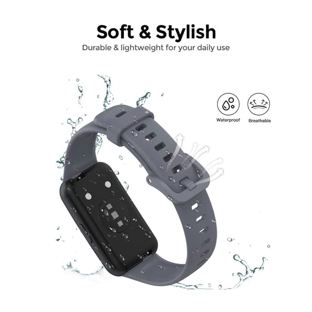 سير ساعة هواوي باند 7 سيليكون رياضي رجالي ونسائي او اوزون لون أزرق غامق مع كفر ساعة لون شفاف O Ozone Silicone Straps Compatible with Huawei Watch Band 7