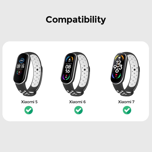 سير ساعة شاومي ام آي باند 5 و6 و7 سيلكون رياضي رجالي ونسائي او اوزون عدد خمسة O Ozone Silicone Strap Compatible with Xiaomi Mi Band 5/6/7