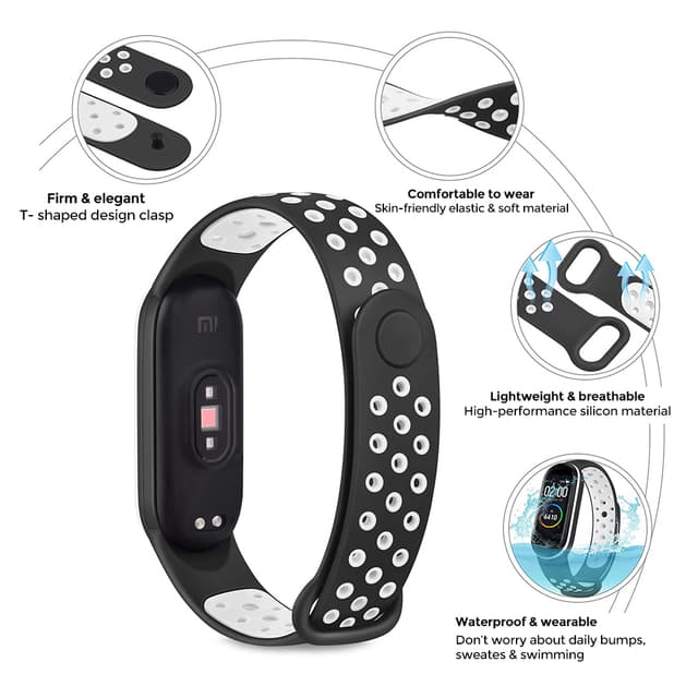 سير ساعة شاومي ام آي باند 5 و6 و7 سيلكون رياضي رجالي ونسائي او اوزون عدد خمسة O Ozone Silicone Strap Compatible with Xiaomi Mi Band 5/6/7