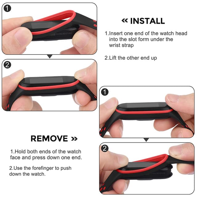 سير ساعة شاومي ام آي باند 5 و6 و7 سيلكون رياضي رجالي ونسائي او اوزون عدد خمسة O Ozone Silicone Strap Compatible with Xiaomi Mi Band 5/6/7