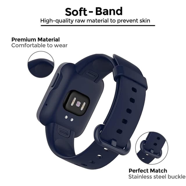 O Ozone Silicone Straps Compatible with Mi Smart Watch Lite/Redmi Band + Watch Case, Soft Silicone Breathable Replacement Strap Wristband Sport Band for Women Men (Black) - 326088