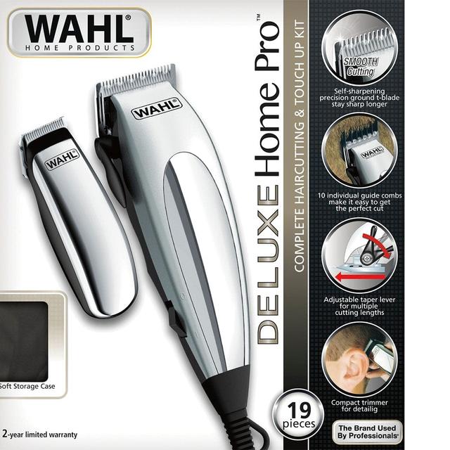 ماكينه حلاقه شعر راس سلكية مع ماكينة حلاقة صغيرة وال ahl Deluxe Home Pro Complete Hair Cutting Kit Clipper & Trimmer Combo - SW1hZ2U6MTU3NjQwOQ==