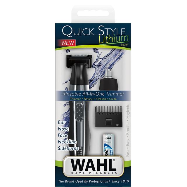 ماكينة حلاقة الأنف الأذن والرقبة لاسلكي وال Wahl Lithium Quick Style All-In-One Wet/Dry Trimmer - SW1hZ2U6MTU3ODMyNw==