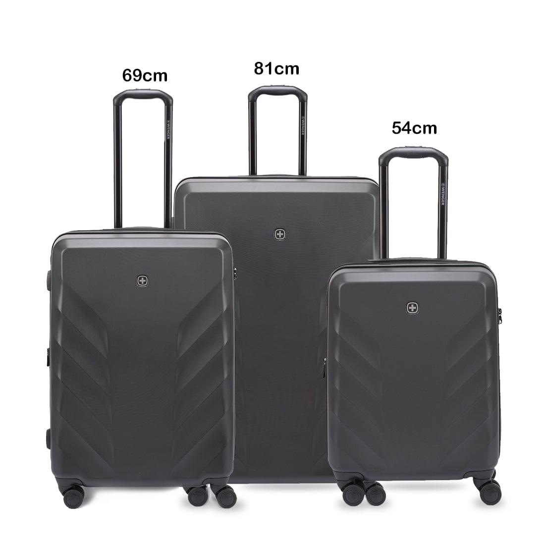 Wenger Motion 3 Piece 54+69+81cm Hardside Expandable Cabin & Check-In Luggage Trolley Set Black