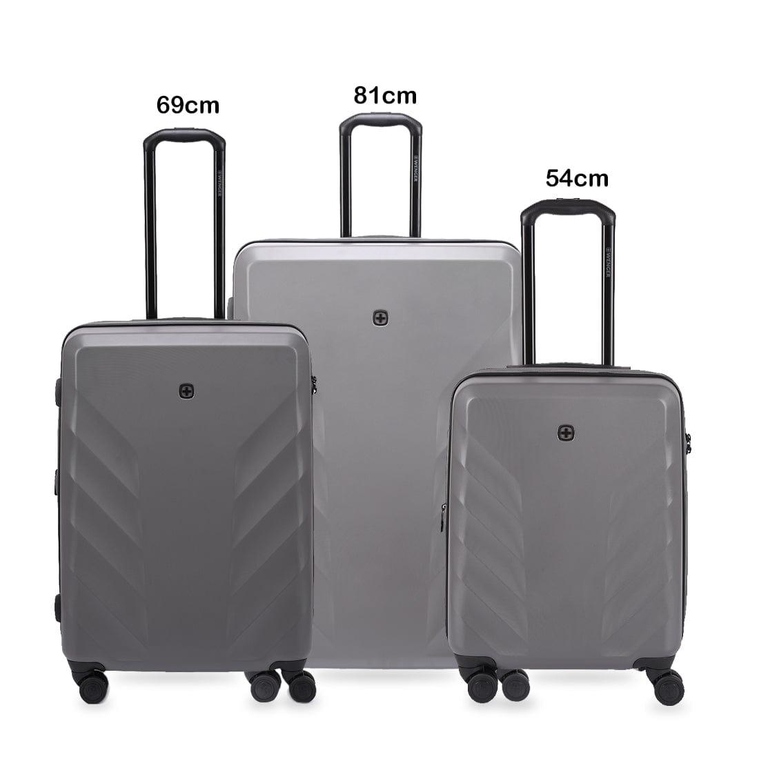 Wenger Motion 3 Piece 54+69+81cm Hardside Expandable Cabin & Check-In Luggage Trolley Set Grey