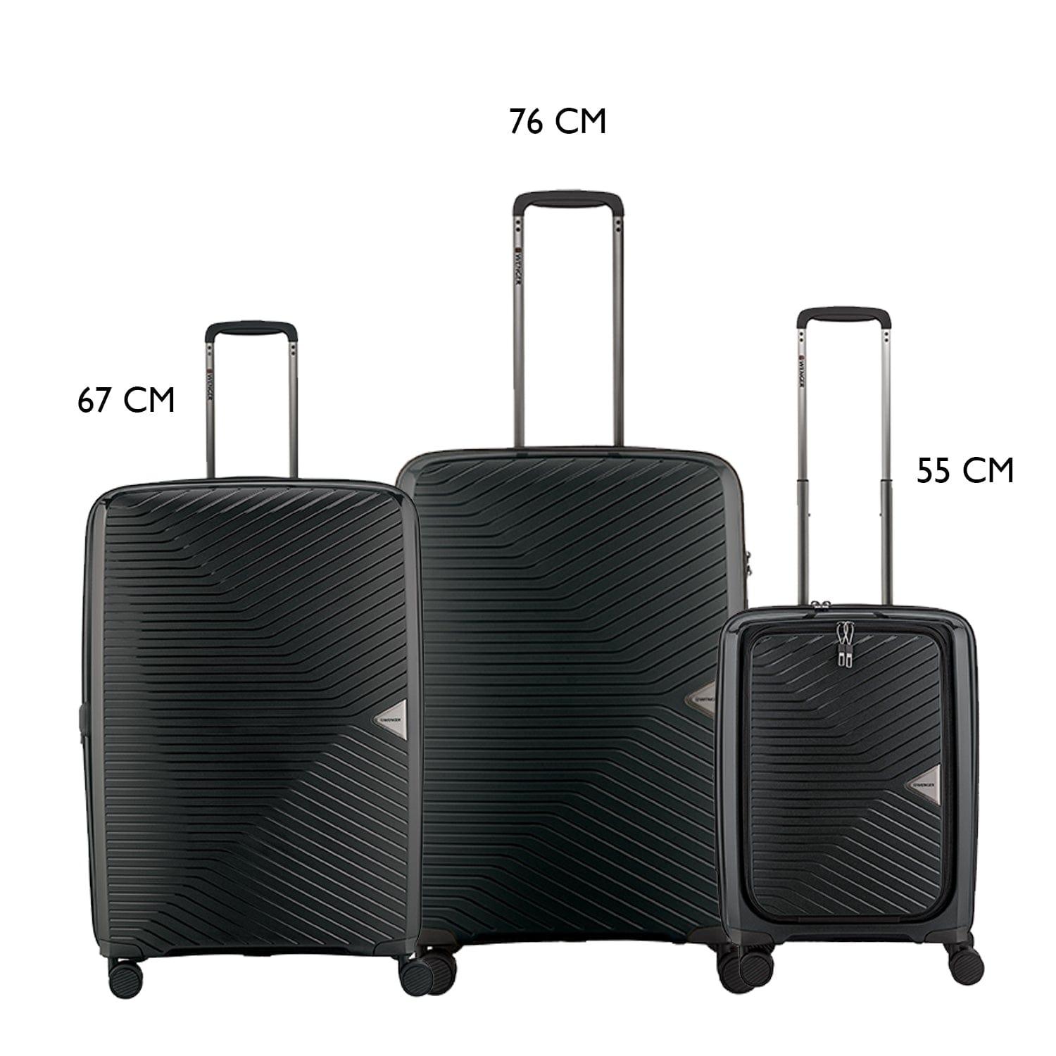 Wenger Ultra-Lite 3 Piece 55+67+76cm Hardside Expandable Check-In Luggage Trolley Set Black - 612369