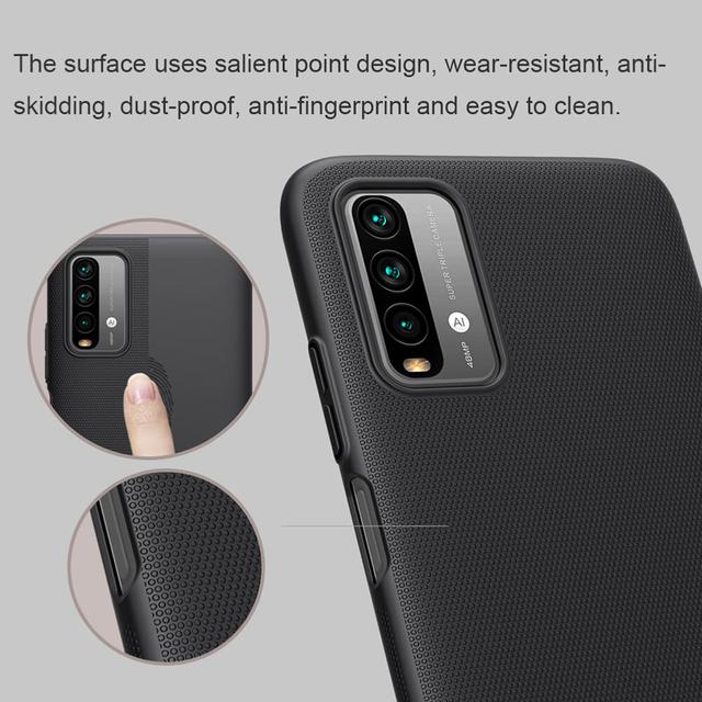 كفر جوال شاومي ريدمي 9 تي لون أسود نيلكين Nillkin Cover Compatible with Xiaomi Redmi 9T Case Super Frosted Shield Hard Phone Cover - 326496