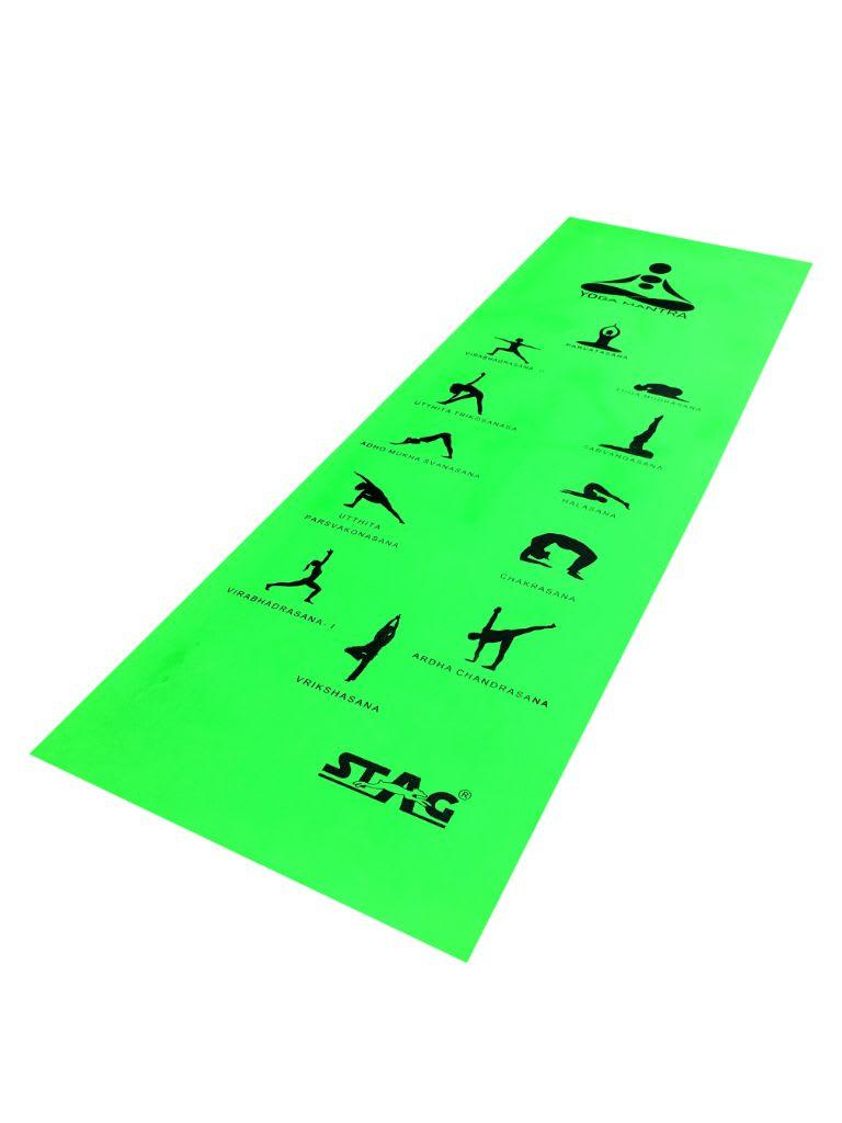 Stag Asana Printed Yoga Mat Size 4 mmColor Green