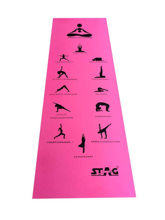 سجادة يوغا 61 × 183 سم وردي مع رسومات Stag Asana Printed Yoga Mat Size 4 mmColor Pink