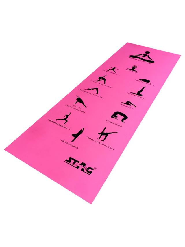 سجادة يوغا 61 × 183 سم وردي مع رسومات Stag Asana Printed Yoga Mat Size 4 mmColor Pink