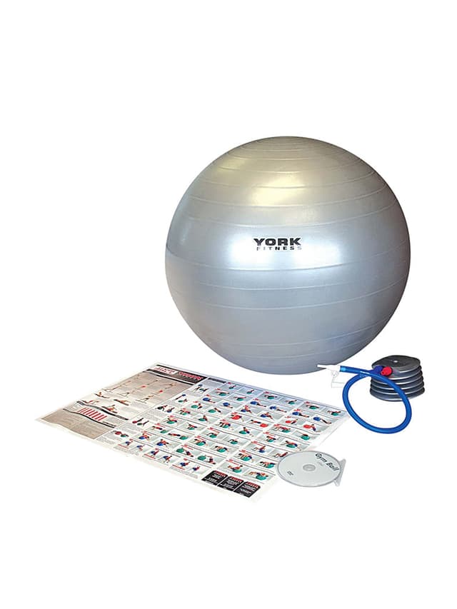 كرة التمارين مضادة للانفجار 65 سم رمادي يورك فيتنيس York Fitness Anti-Burst Gym Ball