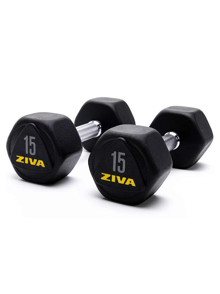 Ziva Performance Hexagon Steel Dumbbells Weight 15 Kg