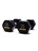دمبل 25 كيلو عدد 2 بشكل سداسي ومقبض كروم زيڤا Ziva Performance Hexagon Steel Dumbbells Weight