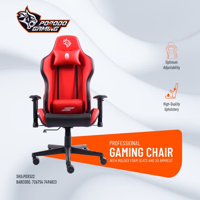 كرسي قيمنق بورودو قابل للتعديل Porodo Gaming Professional Gaming Chair - 329183