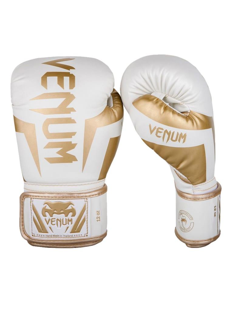 Venum Elite Boxing Glove White|Gold Size 16 Oz