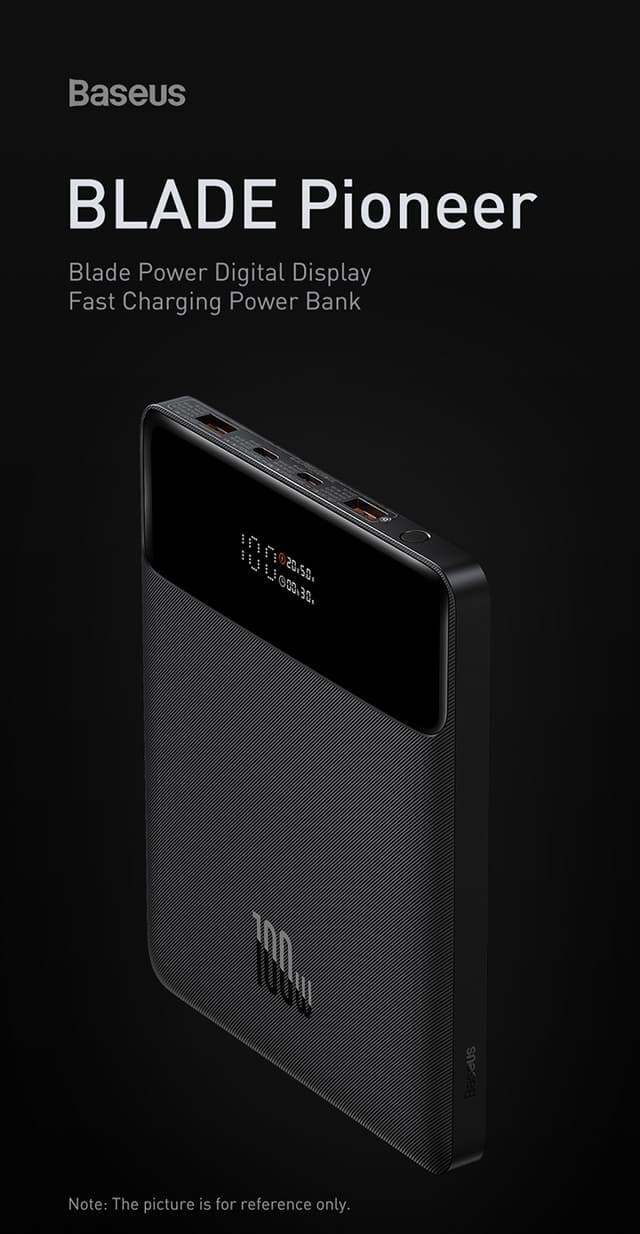 شاحن متنقل باور بانك بيسوس 20000 مللي أمبير 100 واط يدعم شحن اجهزة ماك بوك Baseus Blade Ultrathin Power Bank