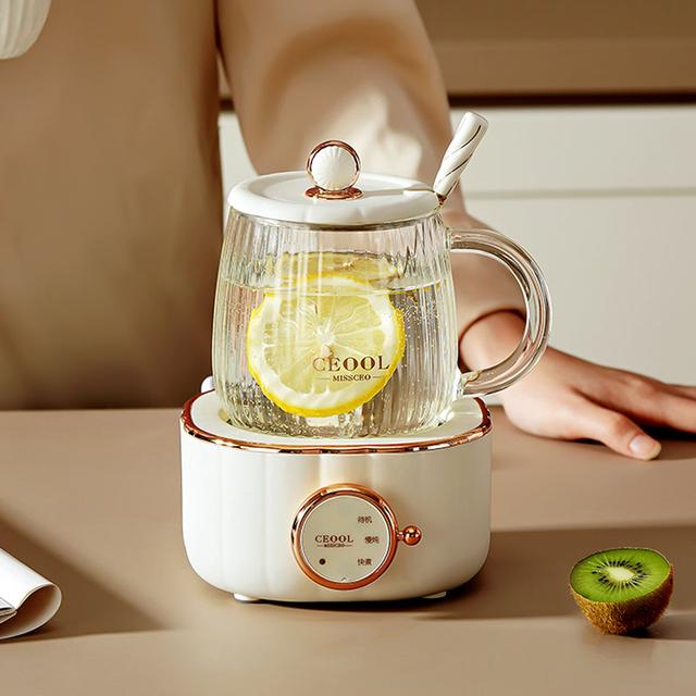 ابريق شاي زجاج مع قاعدة تسخين كهربائية Electric Kettle Multi Cooker Pot Heating Cup