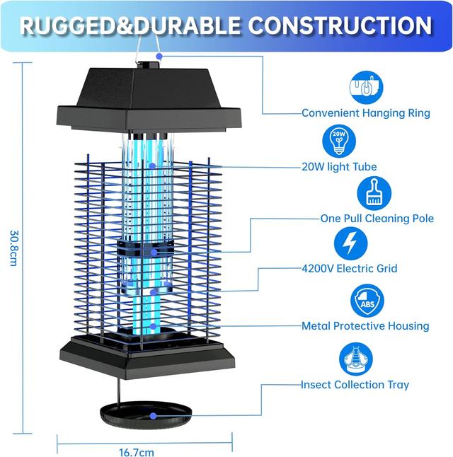 WVV 4200V Electric Mosquito Zappers Killer ,Electronic Light Bulb Lamp for Outdoor and Indoor