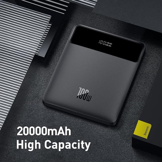 شاحن متنقل باور بانك بيسوس 20000 مللي أمبير 100 واط يدعم شحن اجهزة ماك بوك Baseus Blade Ultrathin Power Bank
