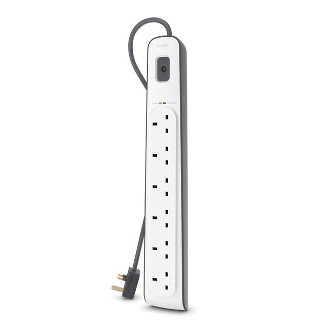 BELKIN 6-Way Surge Protection Strip with 2 Meters Power Cord - White - SW1hZ2U6MTY3OTMwMA==